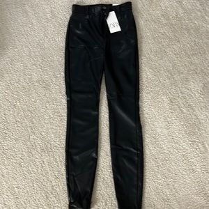 Zara high rise black leather legging